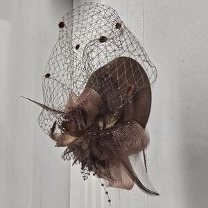 Elegant Brown Fascinator with Veil